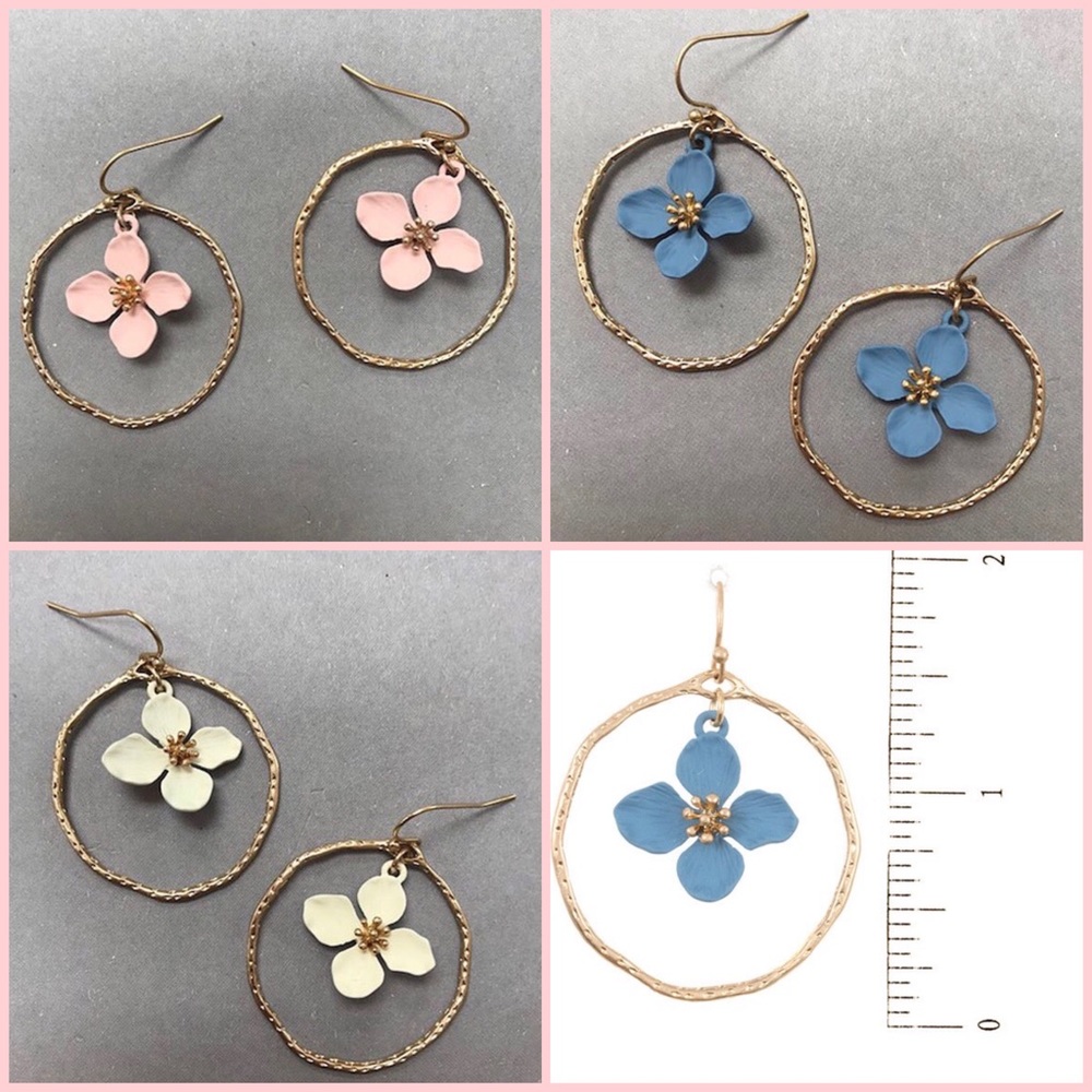 Flower & Hoop Earring, NWT 3 Colors avail.😍